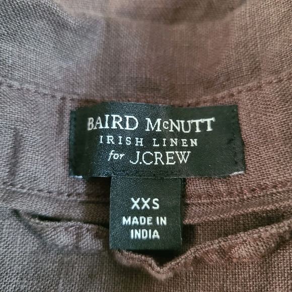 J.Crew Baird Mcnutt Irish Linen Button Up‎ Shirt Brown Minimalist Coastal XXS - Picture 6 of 10